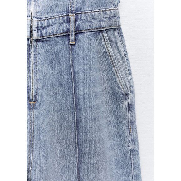 Zara ZW Full Length Denim Long Jumpsuit NWT - Picture 9 of 10